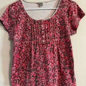 Christopher & Banks Pink and Black Patterned Blouse